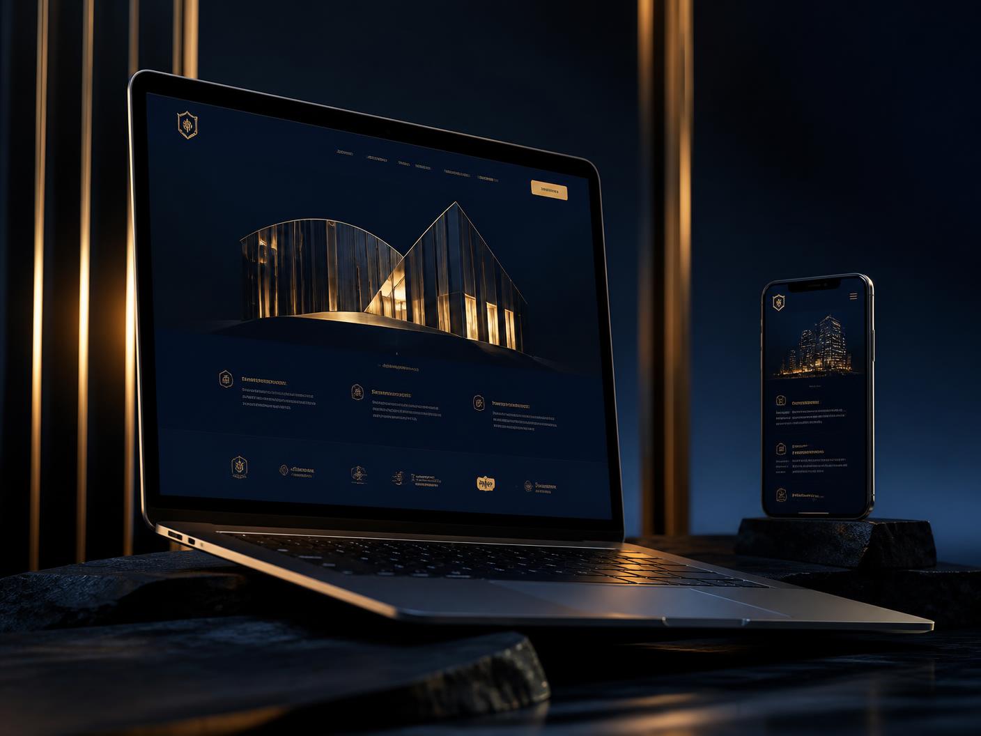 Modern responsive website design shown on a laptop and smartphone